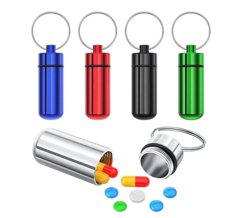 Keyring Medicine Pill Box Aluminium Keyring Etsy UK