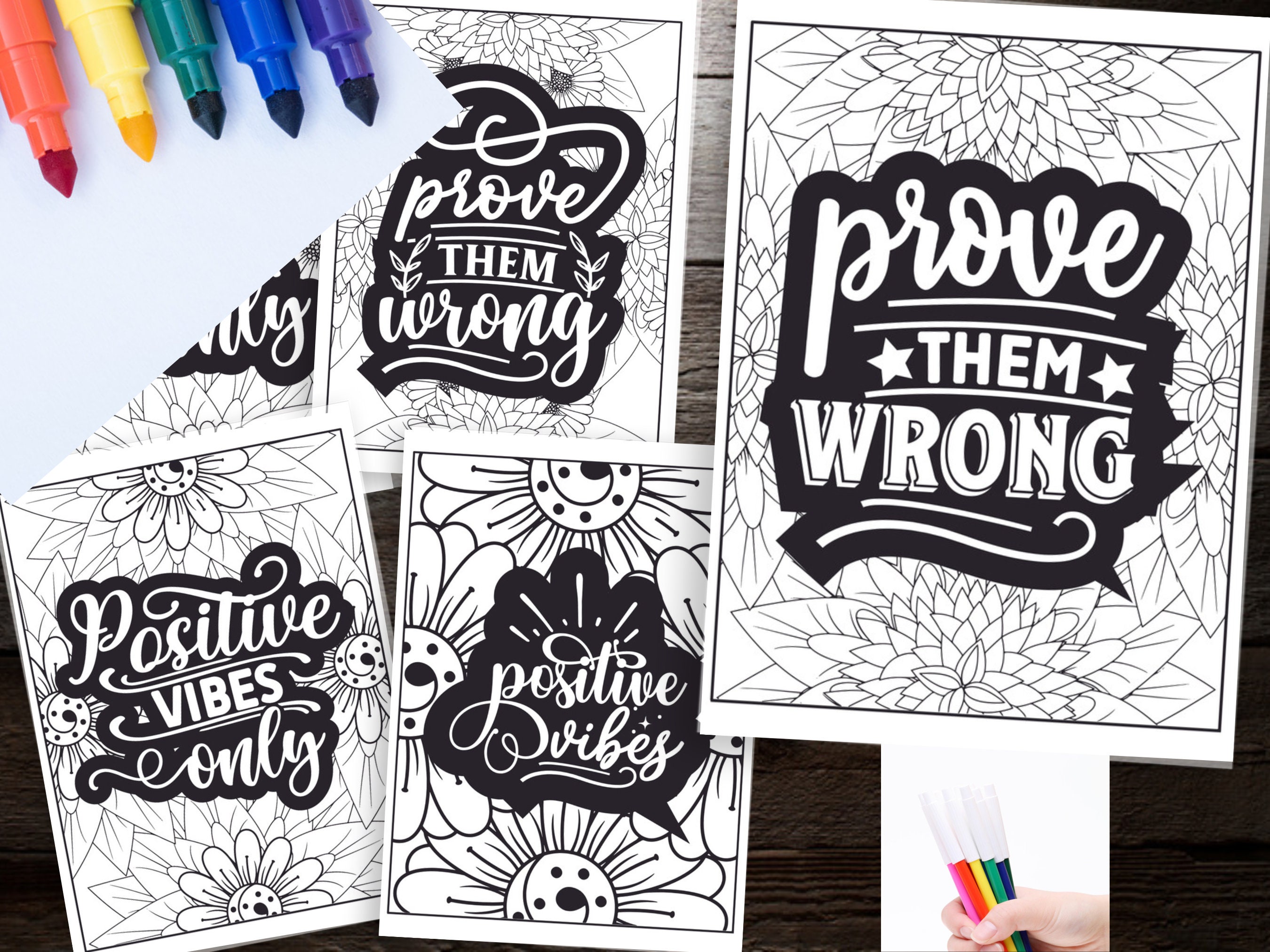 120 Printable Inspirational Quotes Coloring Book Pages Adult Instant ...