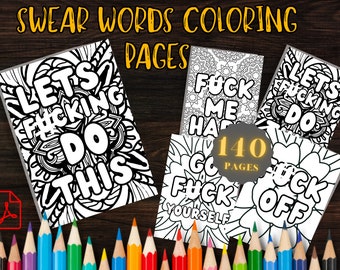 Swear Word Coloring Pages – 140 Designs, Adult Relaxation (Digital Download)