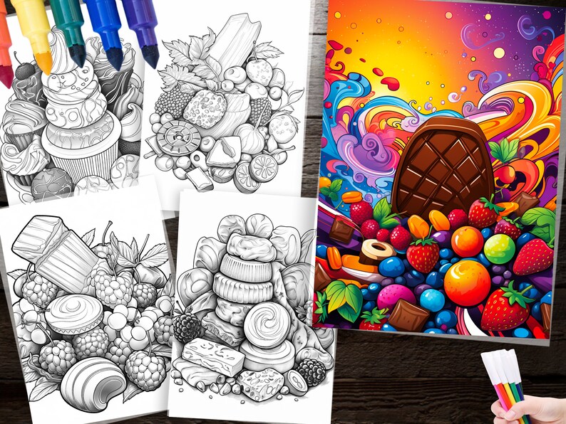 150 Chocolate Themed Coloring Pages Sweet Treats to Color Enjoy Instant