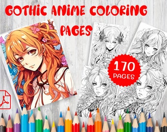 アニメの女の子のぬり絵170枚 - かわいいマンガアート（デジタルダウンロード）