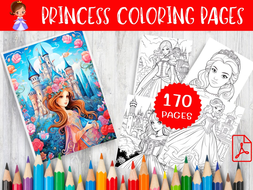 Printable Princess Red Princess Coloring Pages: 170 Royal Activity Sheets (printable PDF) - Etsy