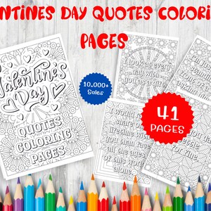41 Desenhos para colorir de citações do dia dos namorados para adultos - Páginas para colorir de citações de amor - Livro de colorir para imprimir do dia dos namorados - Download instantâneo