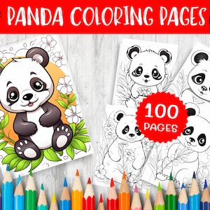 100 Panda Coloring Page for Kids and Adults - Printable Animal Art for Relaxation and Creativity - Instant Download - Cute Panda Design