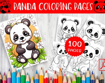 100 Panda Coloring Pages - Fun Animal Art (Instant Download PDF)