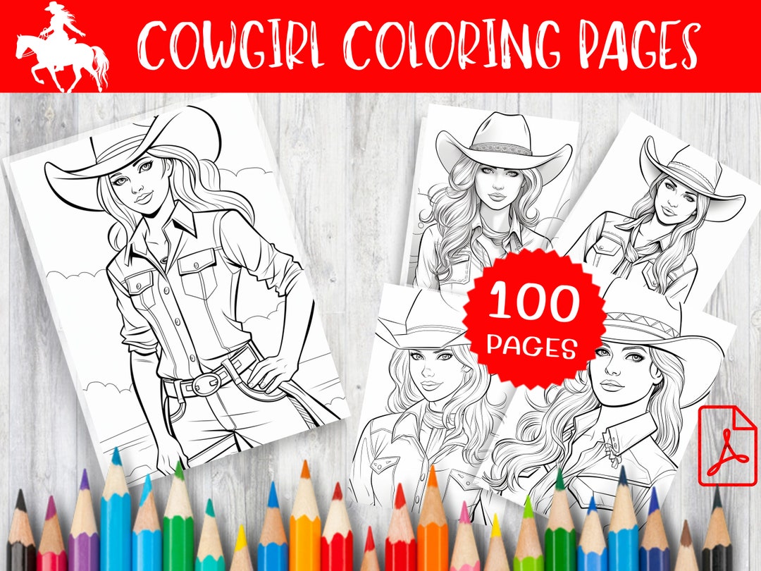 100 Cowgirl Coloring Pages Western Themed Classic Western Coloring ...