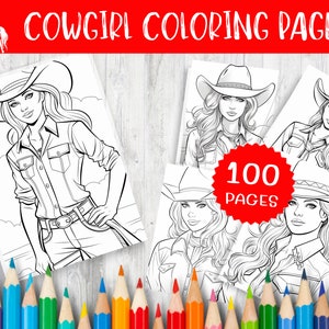 100 Cowgirl Coloring Pages Western themed Classic Western Coloring Printable Digital Download for Creative Adventures Women Coloring Pages