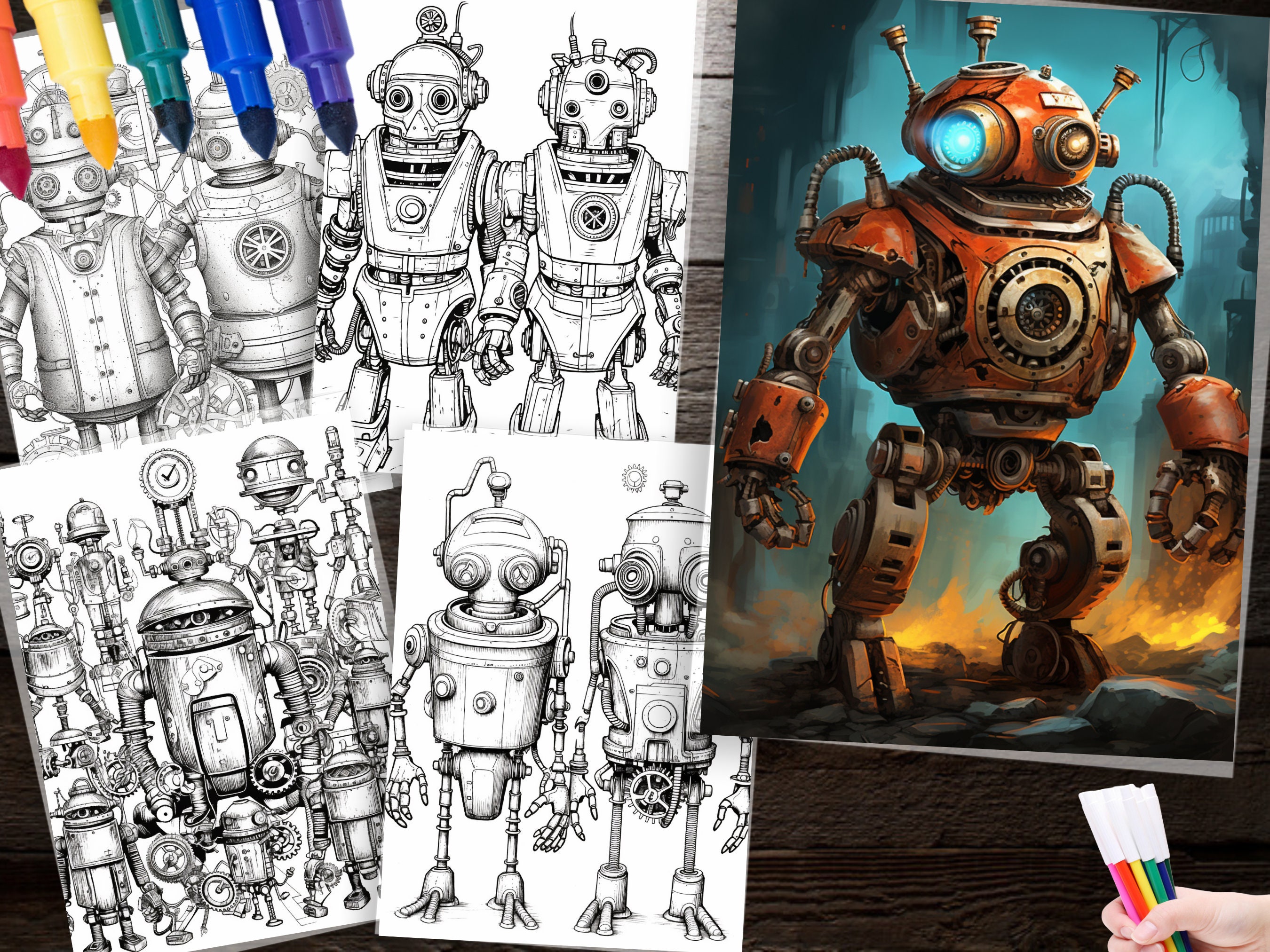 200 Robots Coloring Pages Fun and Futuristic Designs for Kids and Adults Printable Robots ...