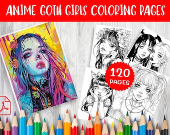 120 Anime Goth Girls Coloring Pages, Detailed Designs, Printable Sheets for Art Therapy, Dark, Mysterious, and Stylish Characters Await!