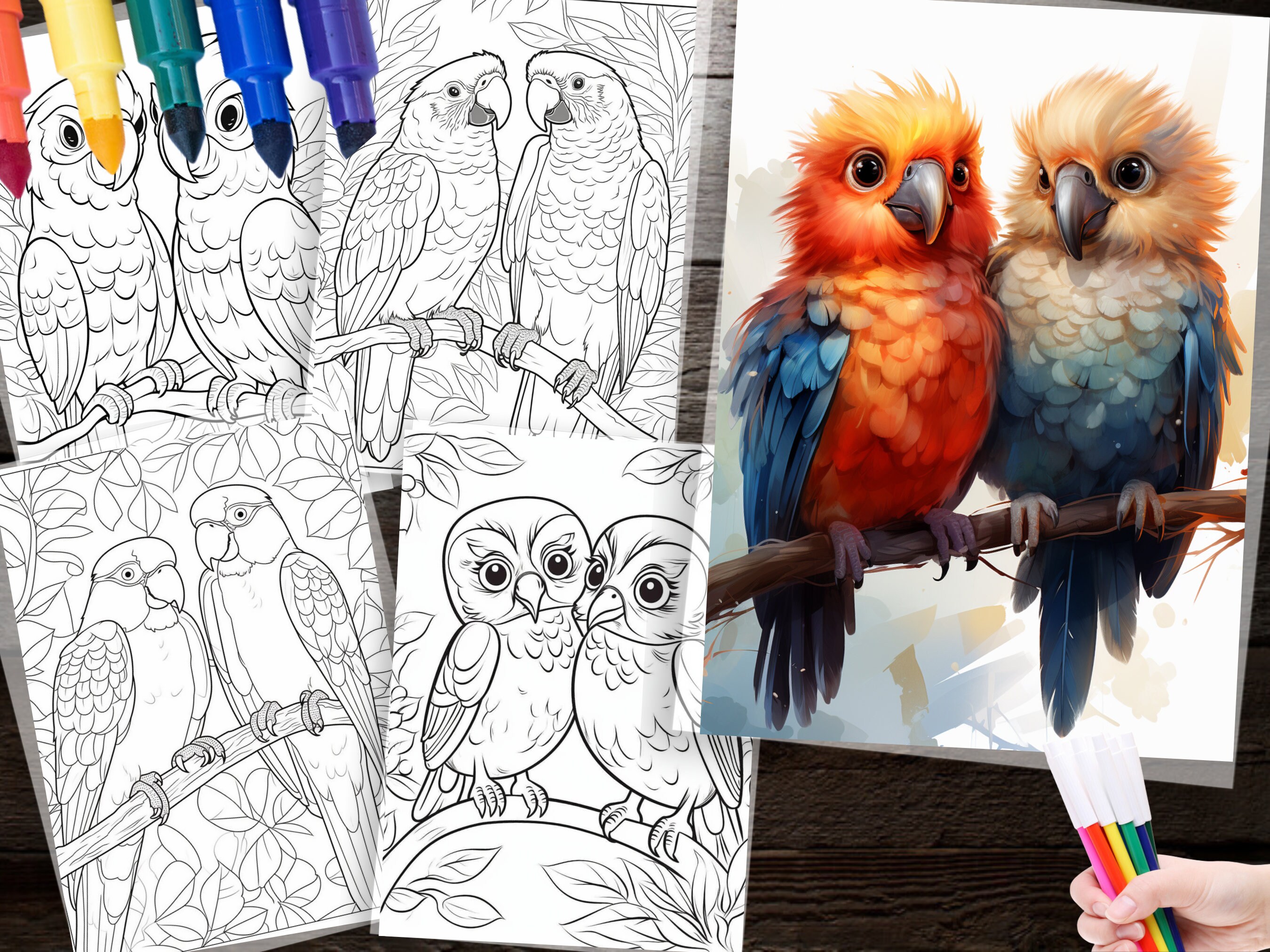 50 Cute Lovebird Coloring Page Printable Instant Download for ...