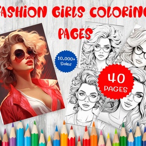 Chic Couture Coloring 40 Stylish Pages for Fashion Enthusiasts – Printable Grayscale Book for Girls, Digital Fashion Coloring Delight