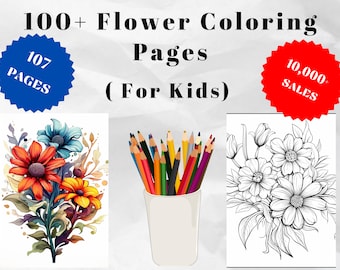 107 Flower Coloring Pages, Floral Designs for Adults and Kids (Printable PDF)