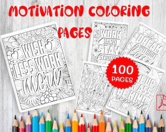 50 Adult Motivational Quotes Coloring Pages for Mental Health and ...