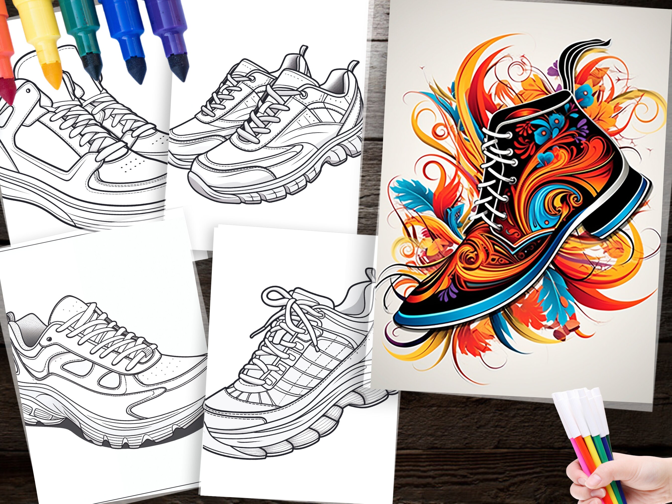 270 Fashion Shoes Coloring Pages for Creative Fun Instant Download ...