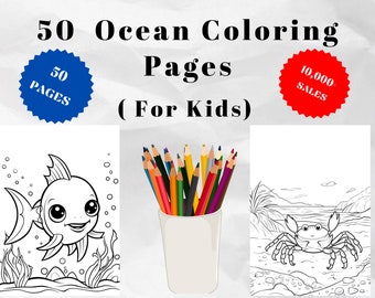 50 Ocean Coloring Pages for Kids – Underwater Scenes (PDF Pattern)