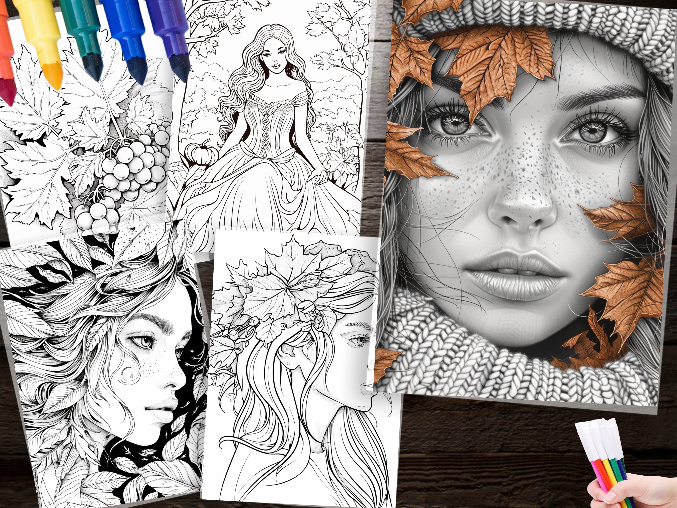 250 Autumn Girl Coloring Page Whimsical Fall Designs for Relaxation