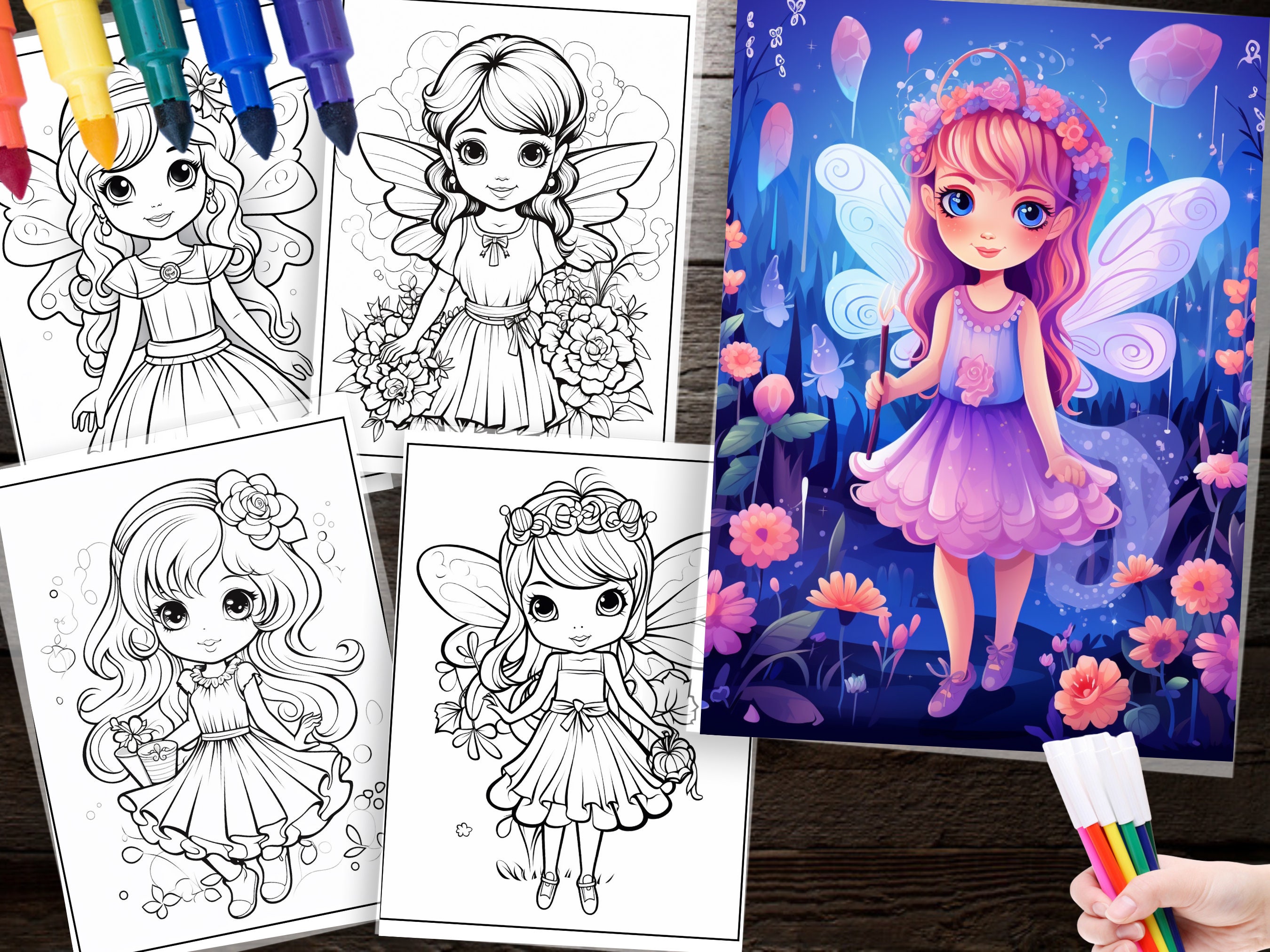 150 Cute Fairy Coloring Pages - Kids & Adults (PDF) - Etsy