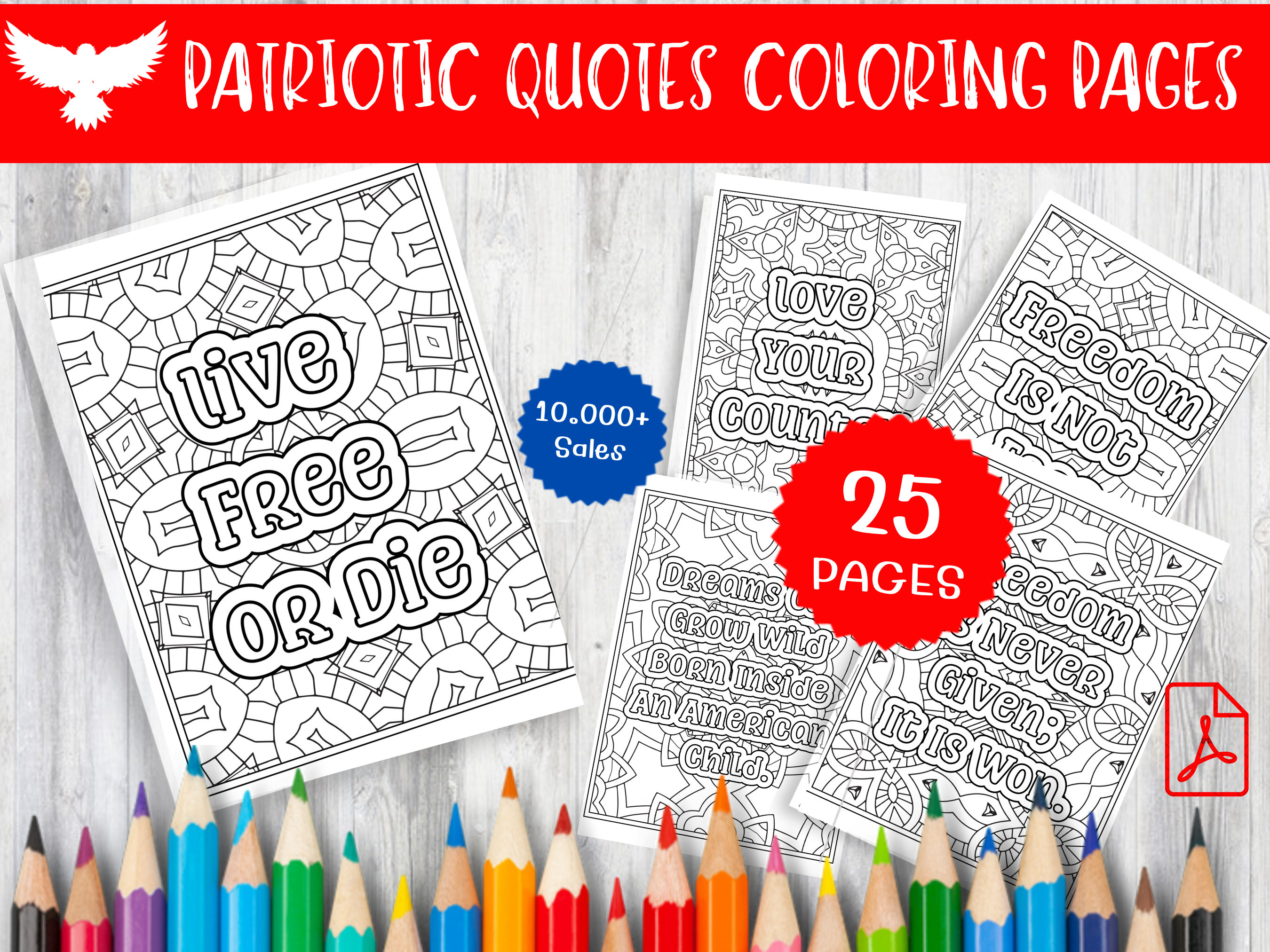 Patriotic Quotes Coloring Pages for Creative Relaxation, Inspirational ...