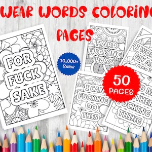50 Swear Words Coloring Pages for Adults - Hilarious and Relaxing Adult Coloring Book - Explicit Content, Funny Designs, Instant Download