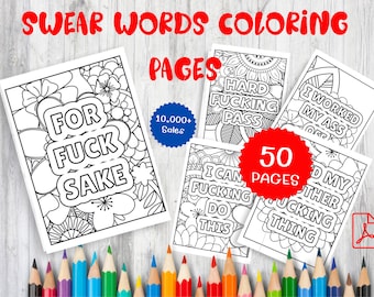 50 Swear Word Coloring Pages for Adults – Explicit, Funny (Instant Download)