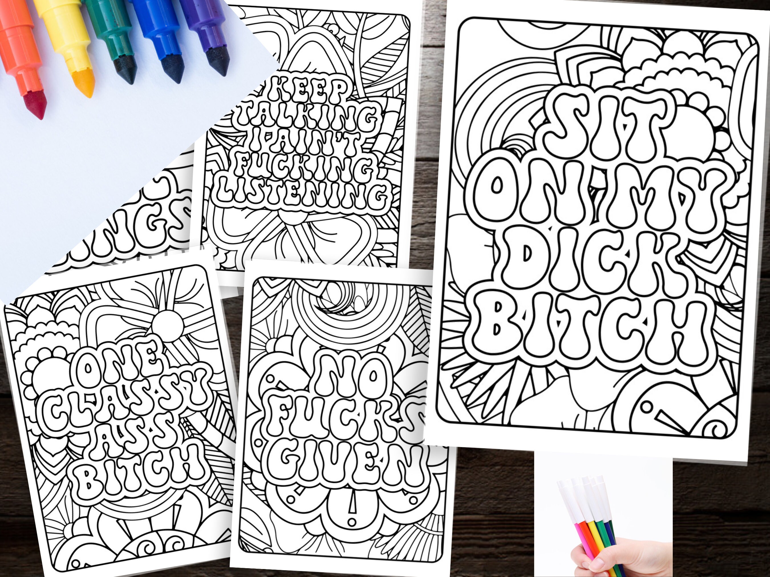 300 Swear Words Stress Relief Coloring Pages for Adults, Printable PDF