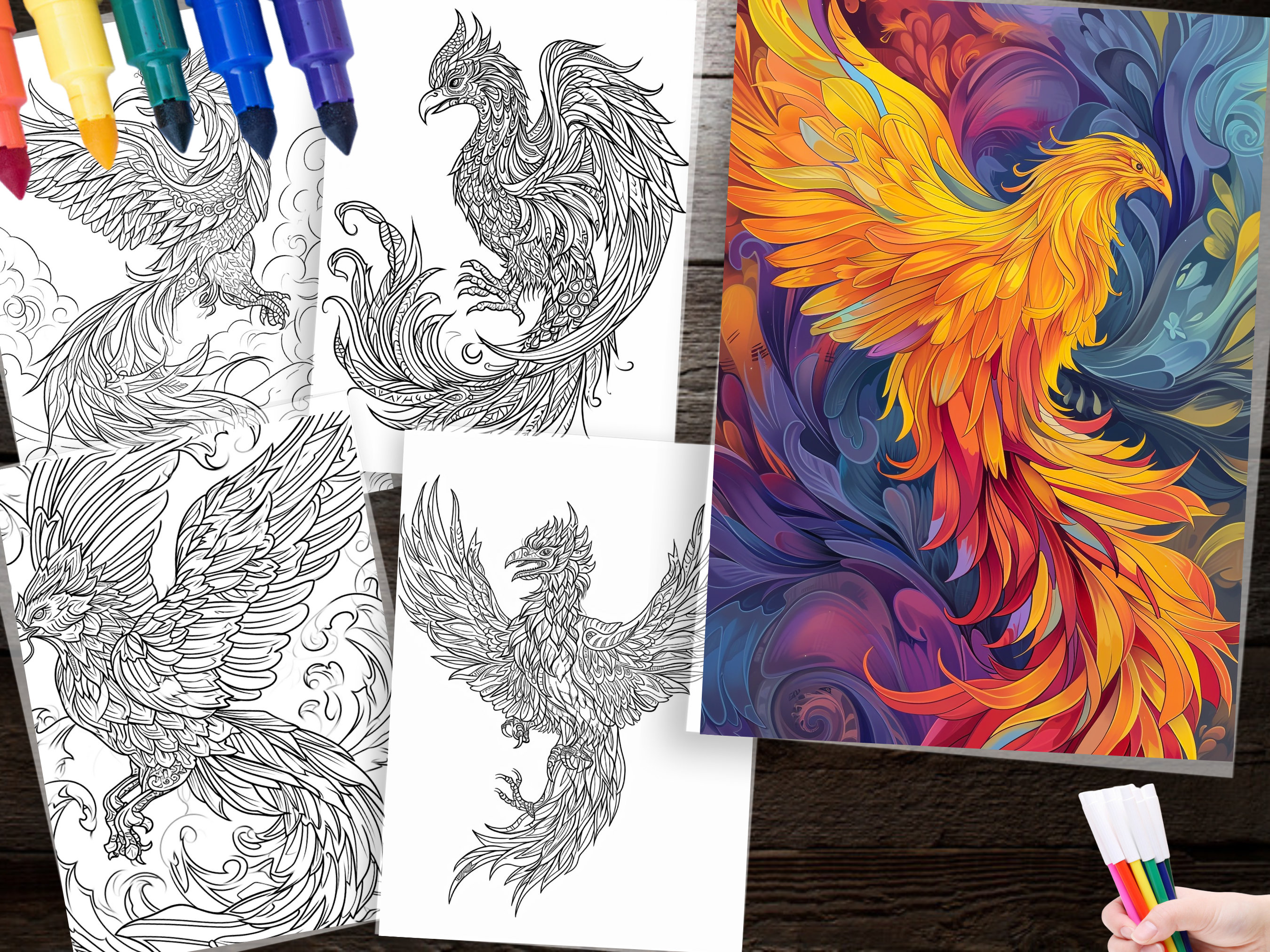 150 Phoenix Coloring Pages Designs for Relaxation and Creativity ...