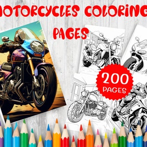 200 Motorcycles Coloring Pages - Detailed Designs, Vintage Bikes, Racing Machines, Perfect for Motorcycle Enthusiasts - Fun and Relaxing Art