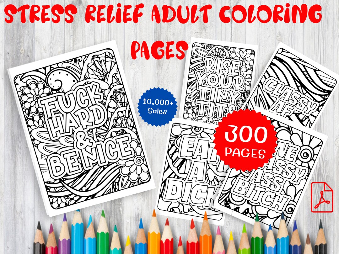 300 Swear Words Stress Relief Coloring Pages for Adults, Printable PDF