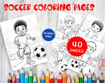 40 Soccer Coloring Pages for Kids – Printable Football Designs (Digital Download)