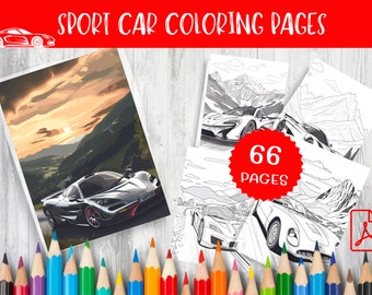Sport Car Coloring Pages – 66 Printable Designs (Instant Download)