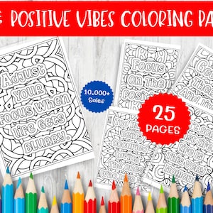 Positive Vibes Coloring Pages - Relaxing Adult Coloring Book for ...
