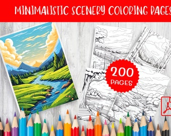 200 minimalistiska målarbilder med landskap - Avkopplande naturkonst (utskrivbar PDF)