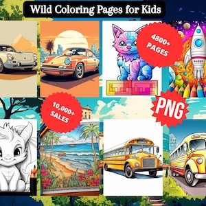 4800+ Printable Coloring PNG Pages for Kids in One Bundle ,  PLR Coloring Pages