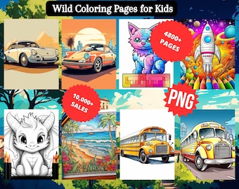 Kleurplaten voor kinderen, 4800+ afdrukbare png, bundel PLR (digitale download)