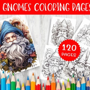 120 Gnomes Coloring Pages - Delight in Enchanting Designs for Relaxation and Creativity - Printable Art for All Ages - Instant Download Fun!
