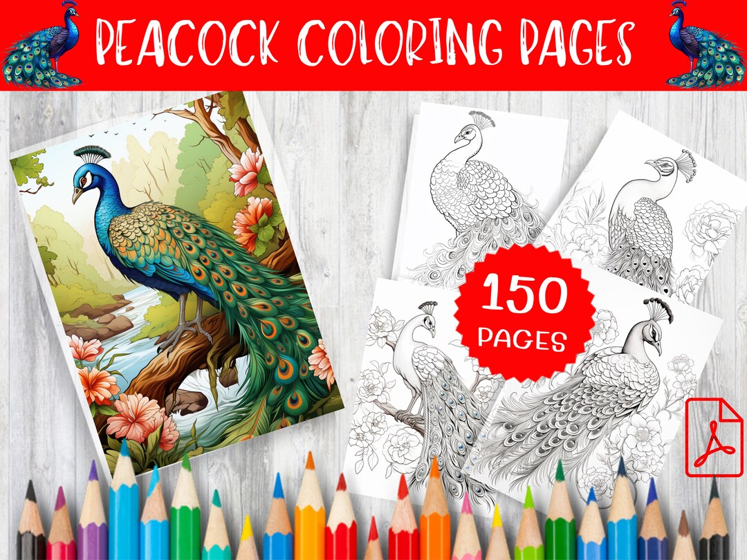150 Peacock Coloring Pages – Detailed Designs for Adults & Kids (PDF ...