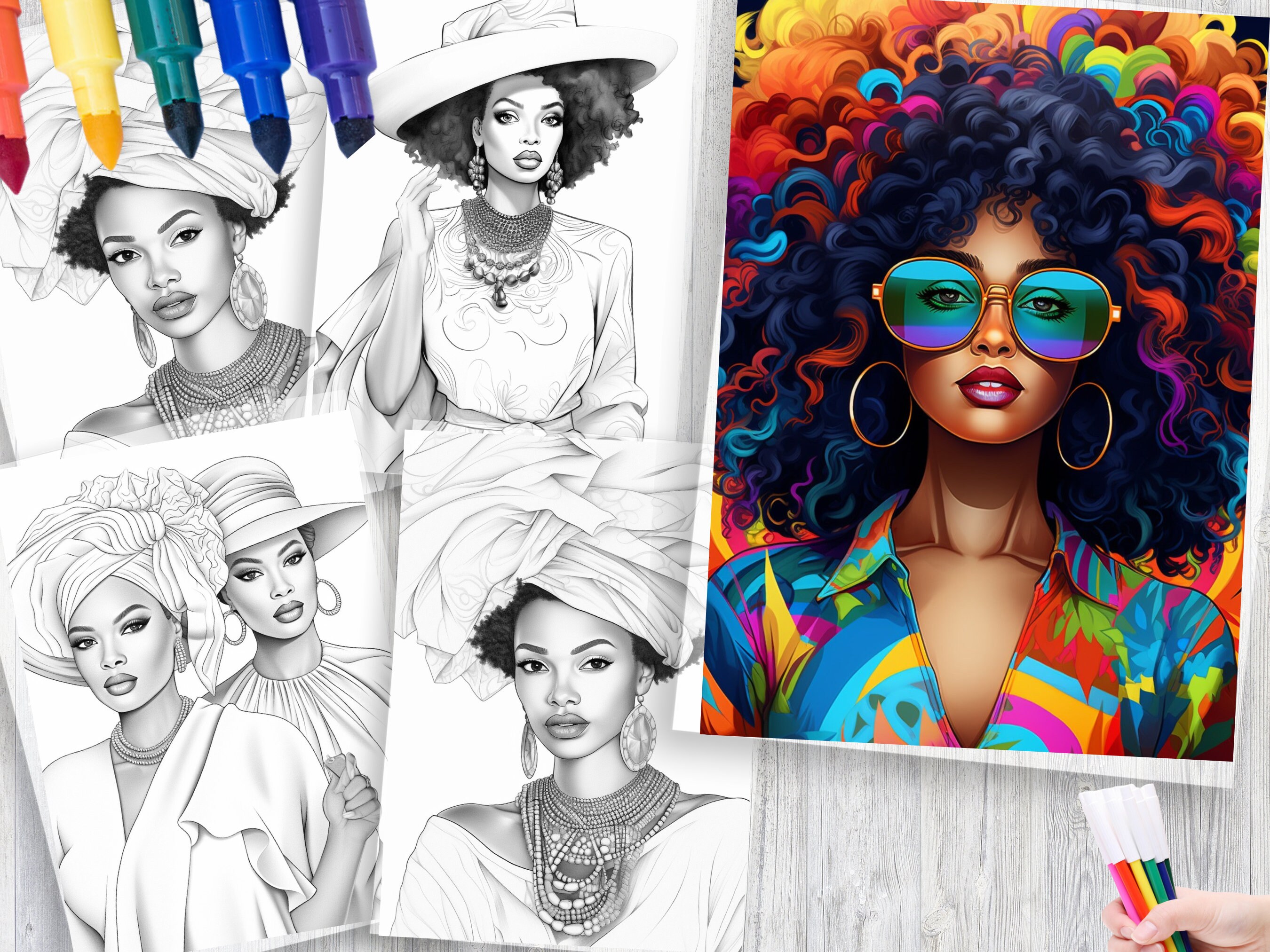 Afrocentric Fashion Coloring Book, Elegant Black Women, Chic Outfits (PDF  Pattern) - Etsy, image size:2700x2025