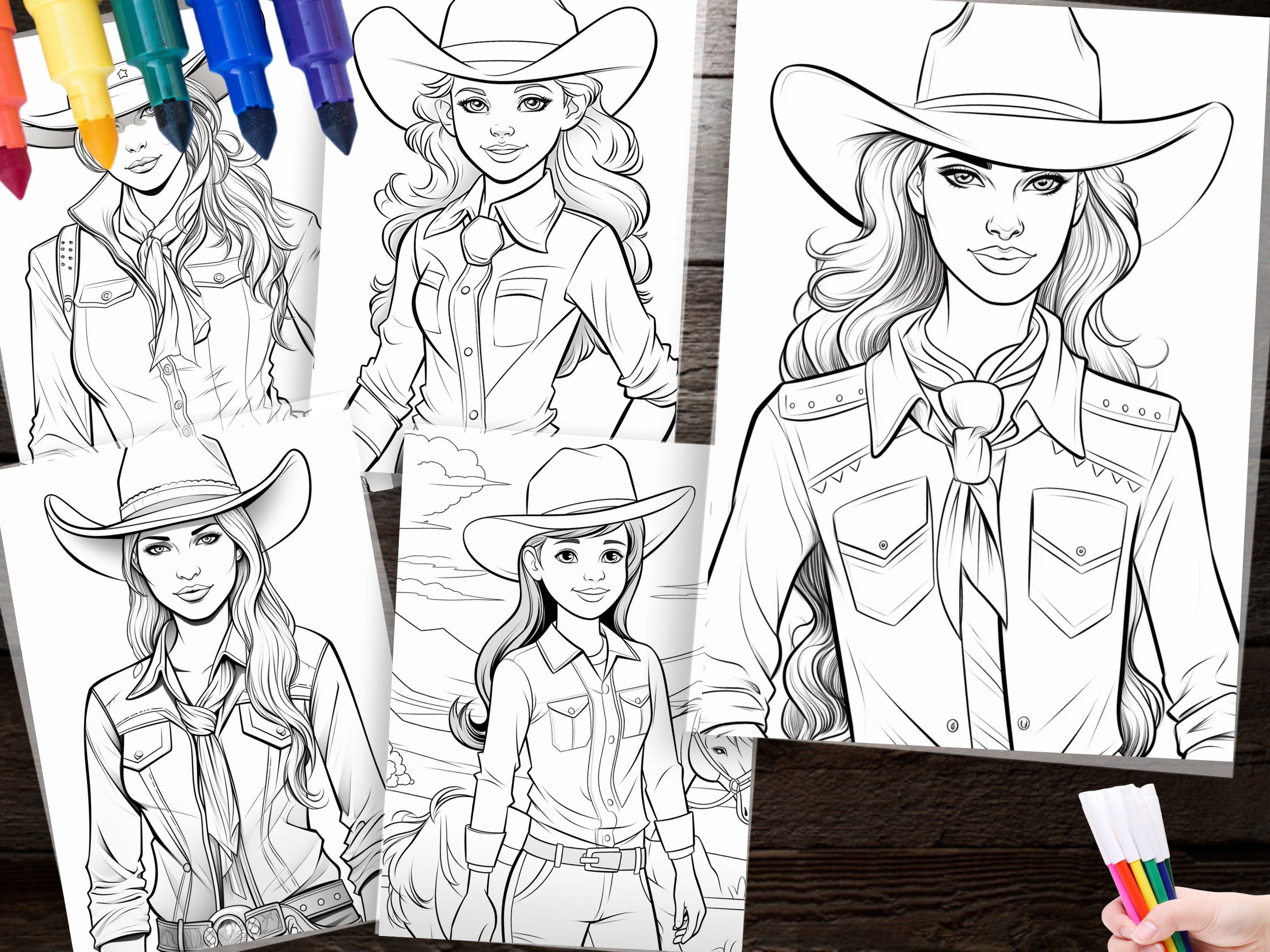 100 Cowgirl Coloring Pages Western Themed Classic Western Coloring ...
