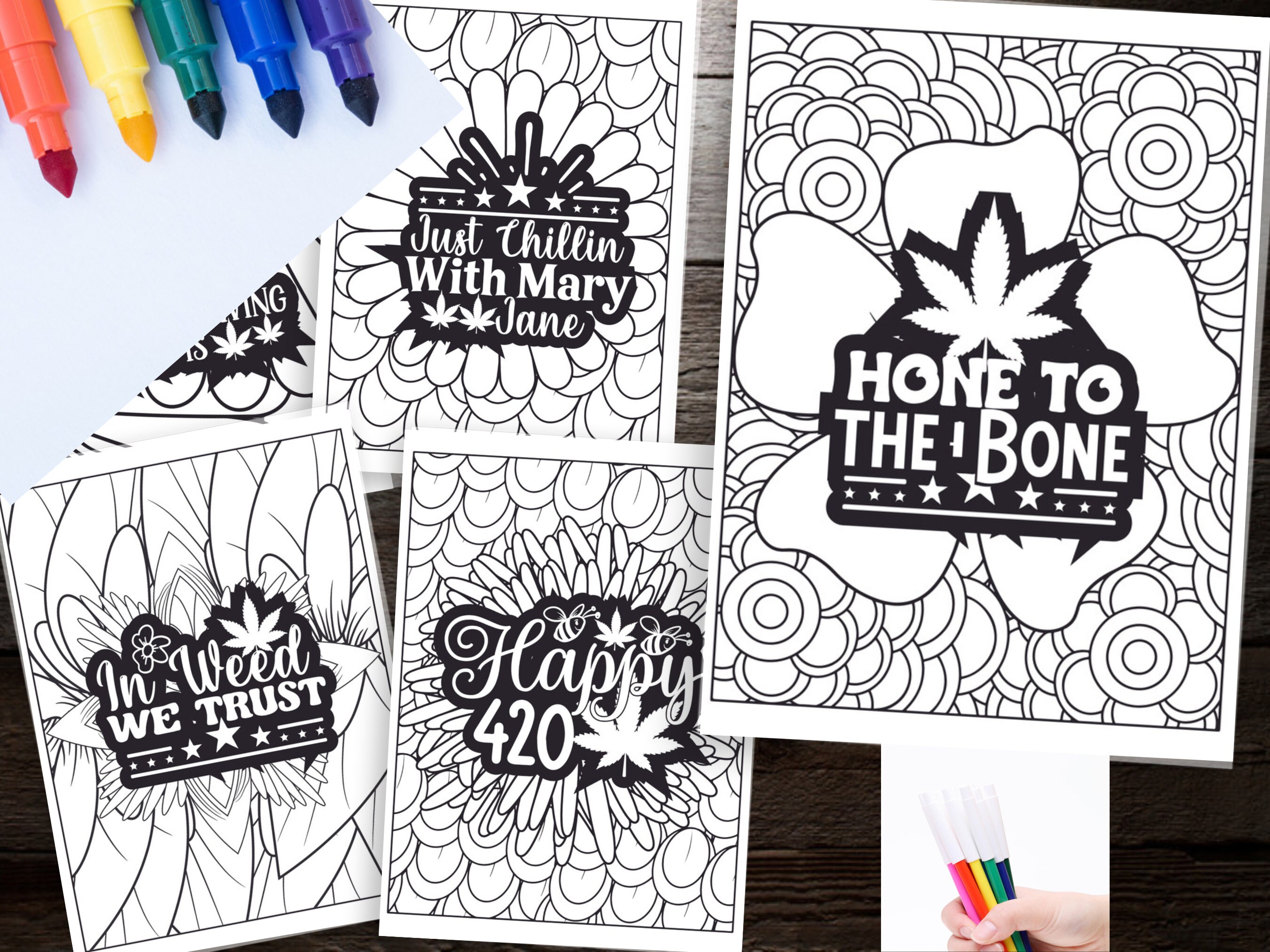 40 Weed Quotes Coloring Pages for Adults Stoner Coloring Book Marijuana ...