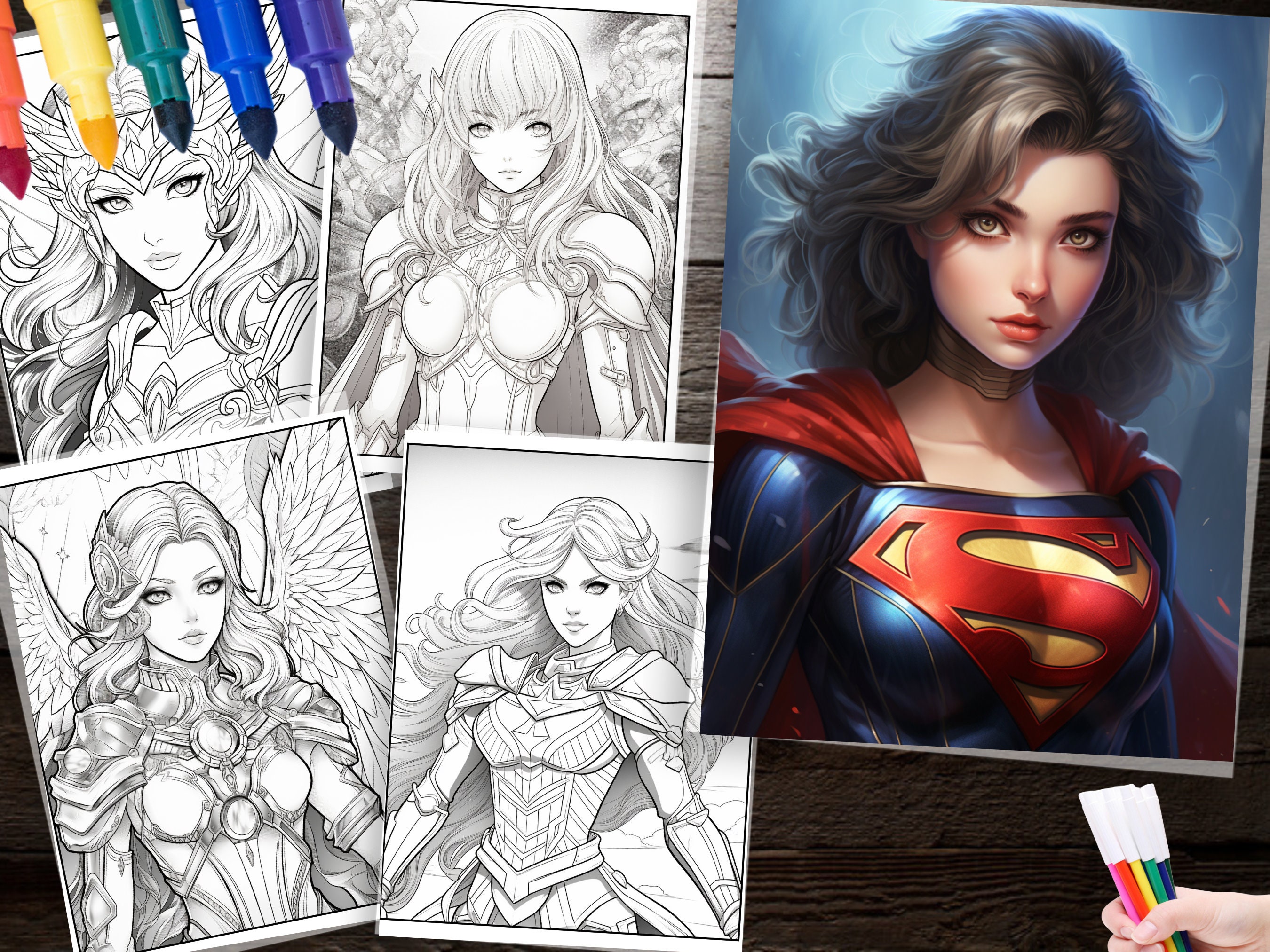 200 Anime Superhero Coloring Page Digital Download, Printable Hero Line