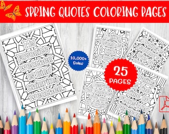 Spring Quotes Coloring Pages – 25 Floral Designs (PDF Pattern)