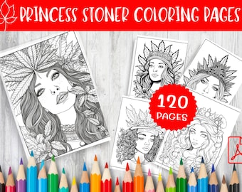 Princess Stoner Coloring Pages: Cannabis-Inspired Art (Digital Download)