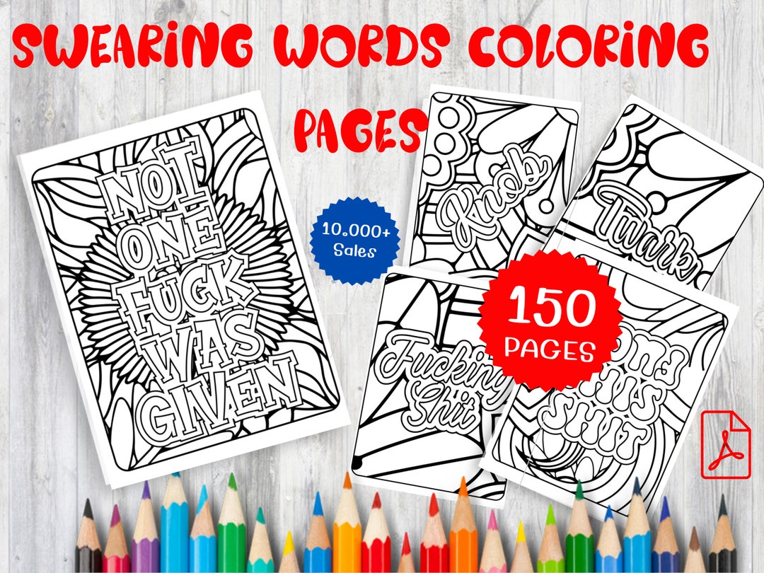 150 Swear Words Adults Coloring Book Cuss Profanity Pages - Etsy