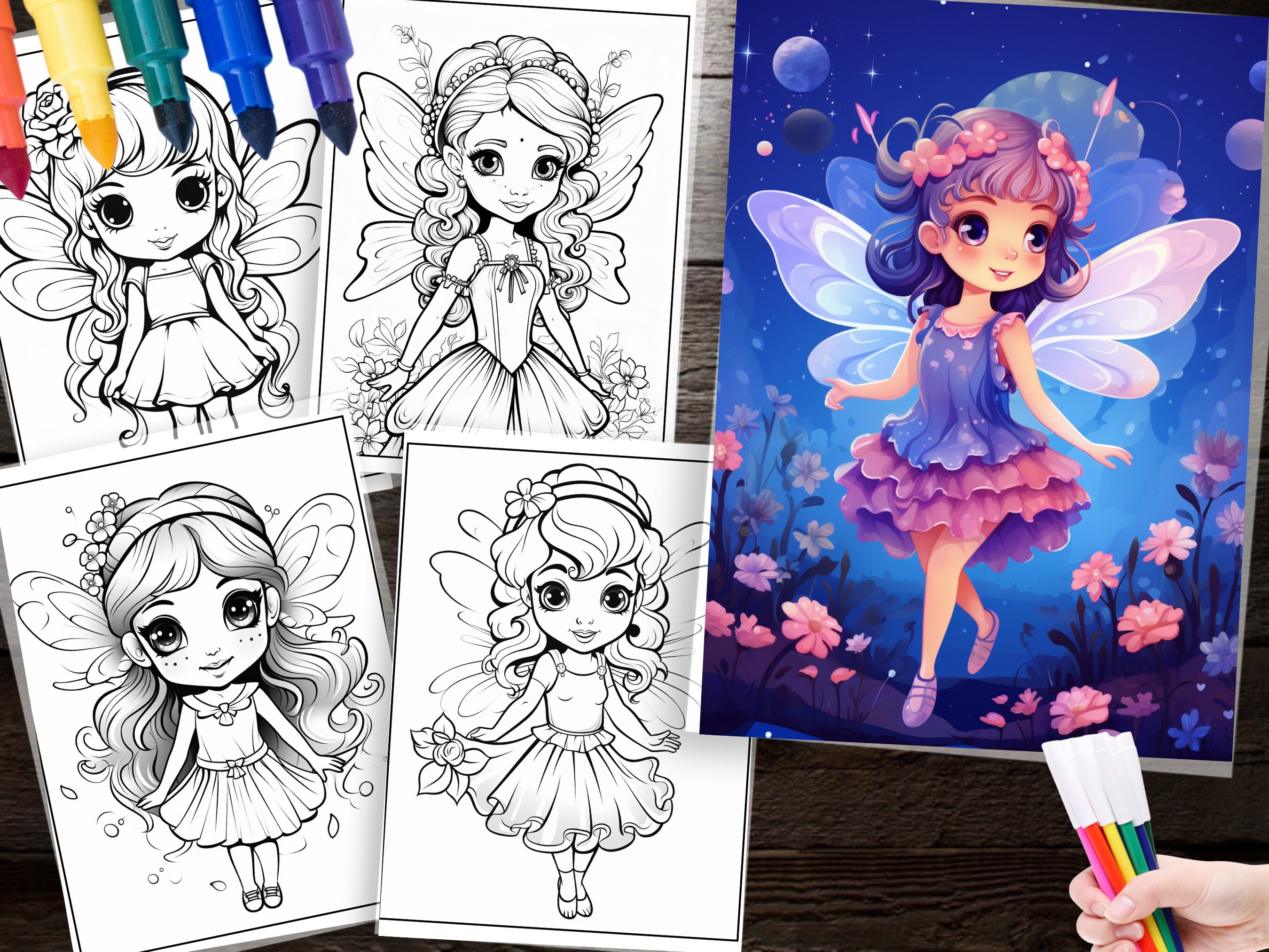 150 Cute Fairy Coloring Pages - Kids & Adults (PDF) - Etsy
