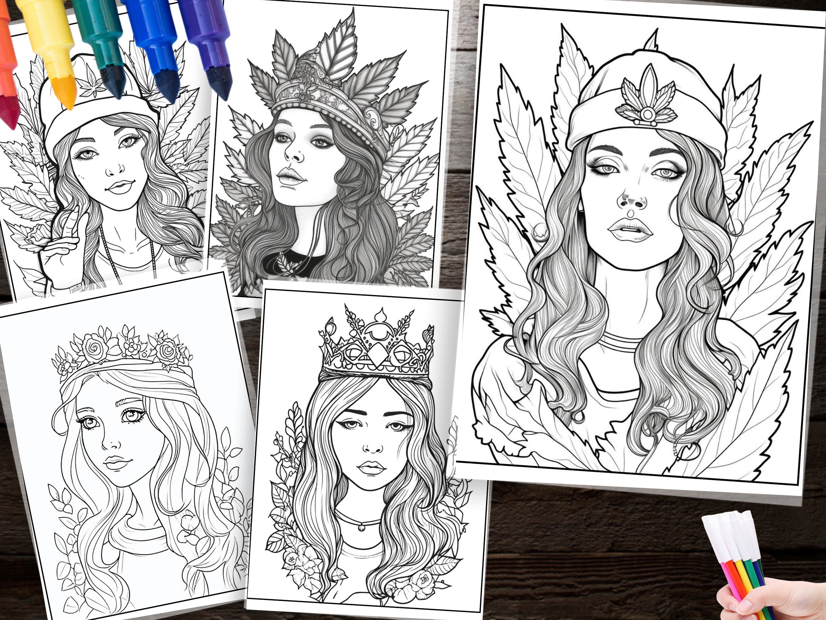 120 Princess Stoner Coloring Page for Adult Cannabis-inspired Art for ...
