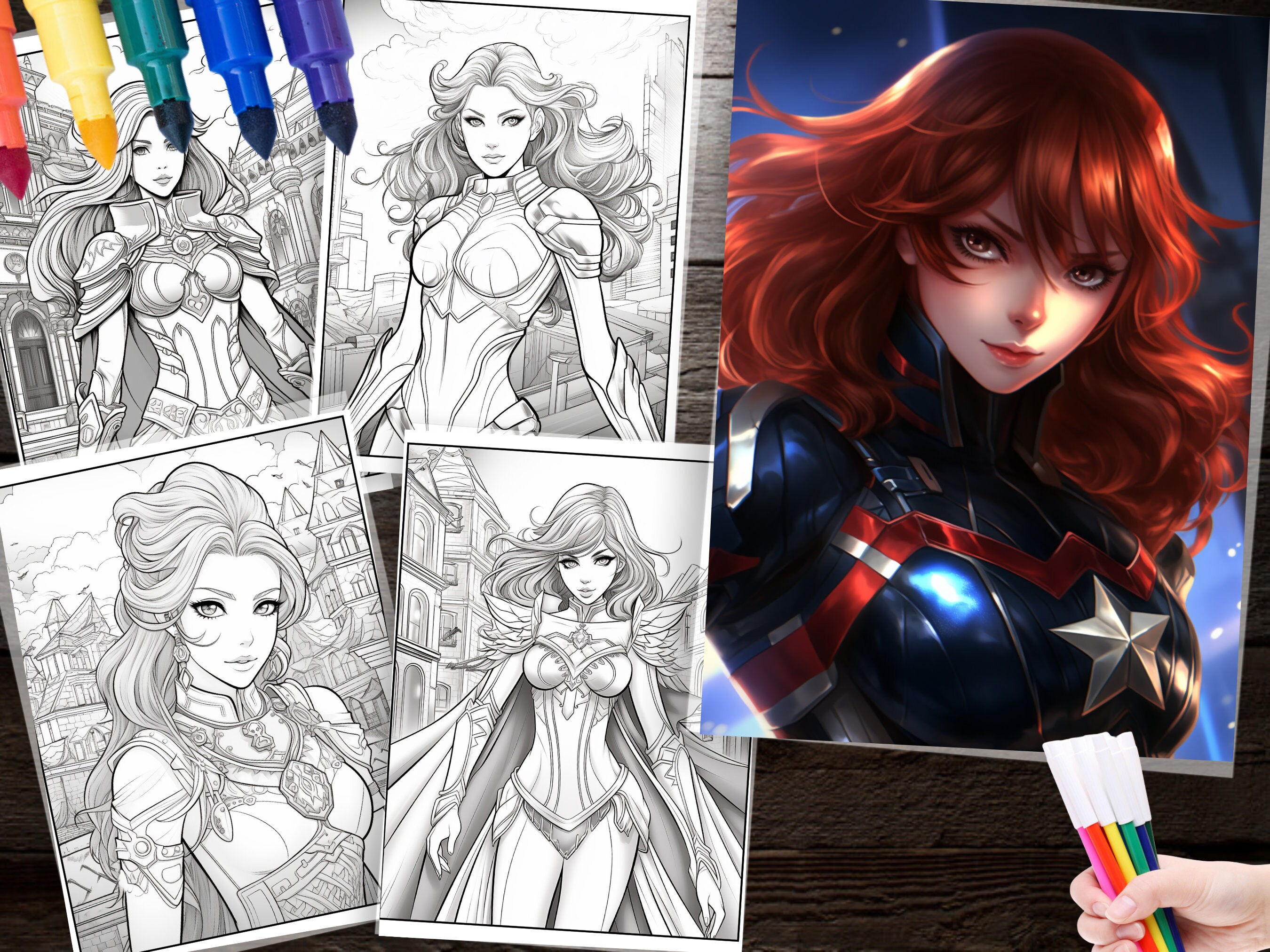 200 Anime Superhero Coloring Page Digital Download, Printable Hero Line