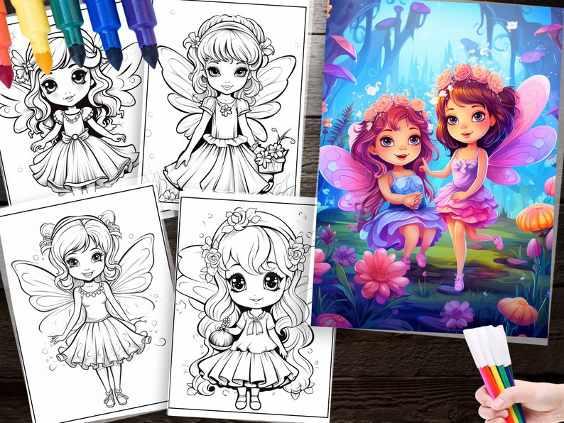 150 Cute Fairy Coloring Pages - Kids & Adults (PDF) - Etsy