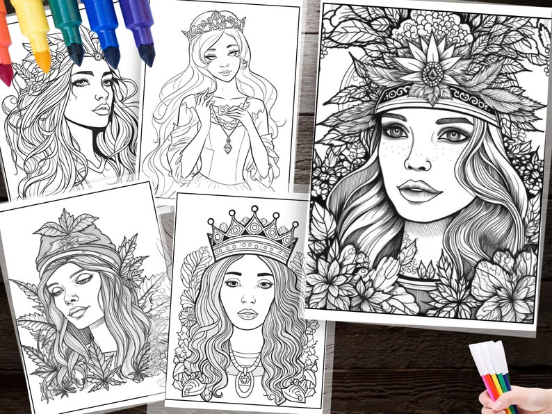 120 Princess Stoner Coloring Page for Adult Cannabis-inspired Art for ...