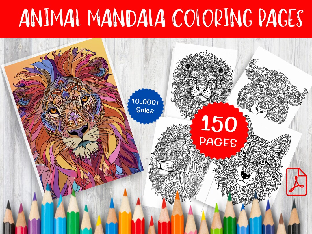 150 Animal Mandala Coloring Pages for Relaxation and Creativity ...