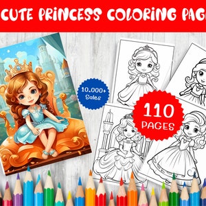110 Cute Princess Coloring Pages For Kids - Princess coloring book - Royal Lady Coloring Pages for Girls
